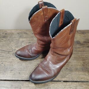 Laredo Sz 9.5EW Leather Boots Brown Western Cowboy 28-1807 Pull On *READ